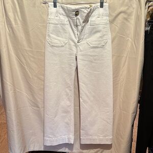 Anthropologie Maeve Colette white cropped jeans